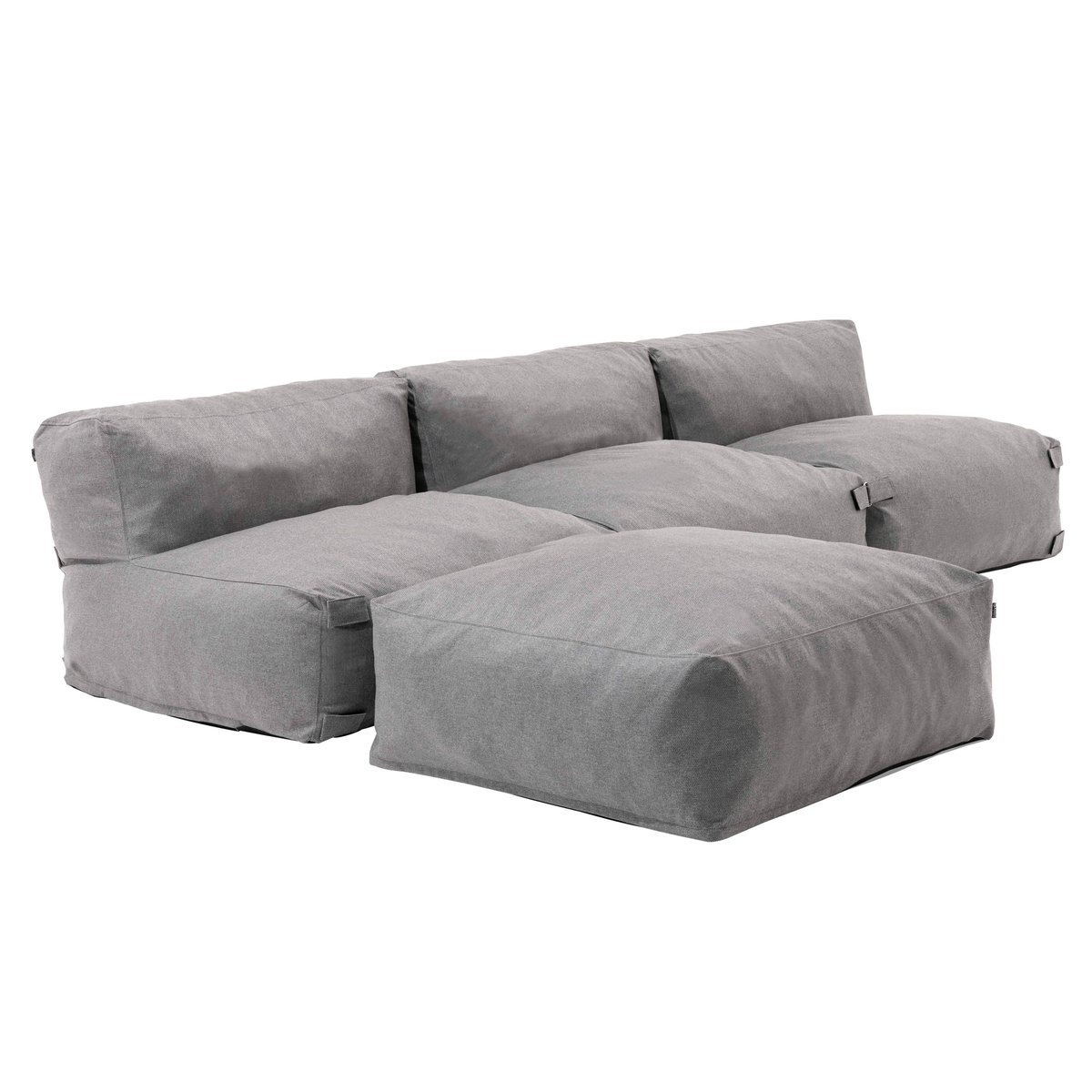 Canapé de jardin modulable avec 3 chauffeuses et 1 pouf, MIXI gris, OVIALA
