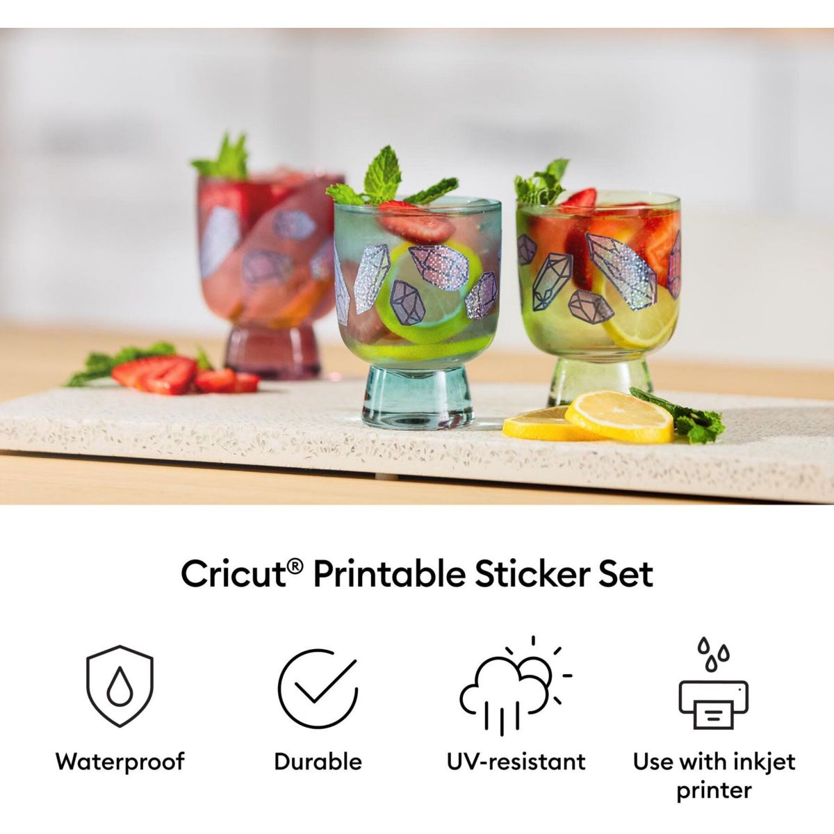 Accessoire Set de stickers imperméables et imprimab couleur unique, CRICUT