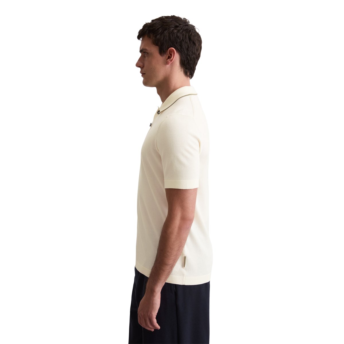 Polo en tricot DFB Travel Collection en pur coton bio blanc, MARC O'POLO