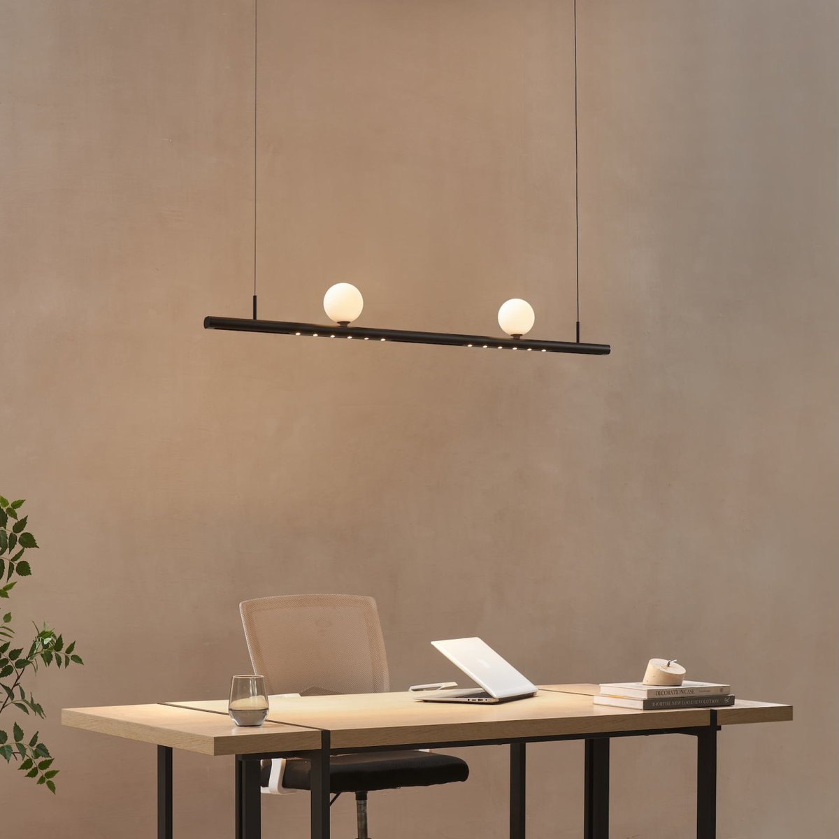 Kit suspension LED linéaire aimantée - LYNE noir et blanc, KOSILUM