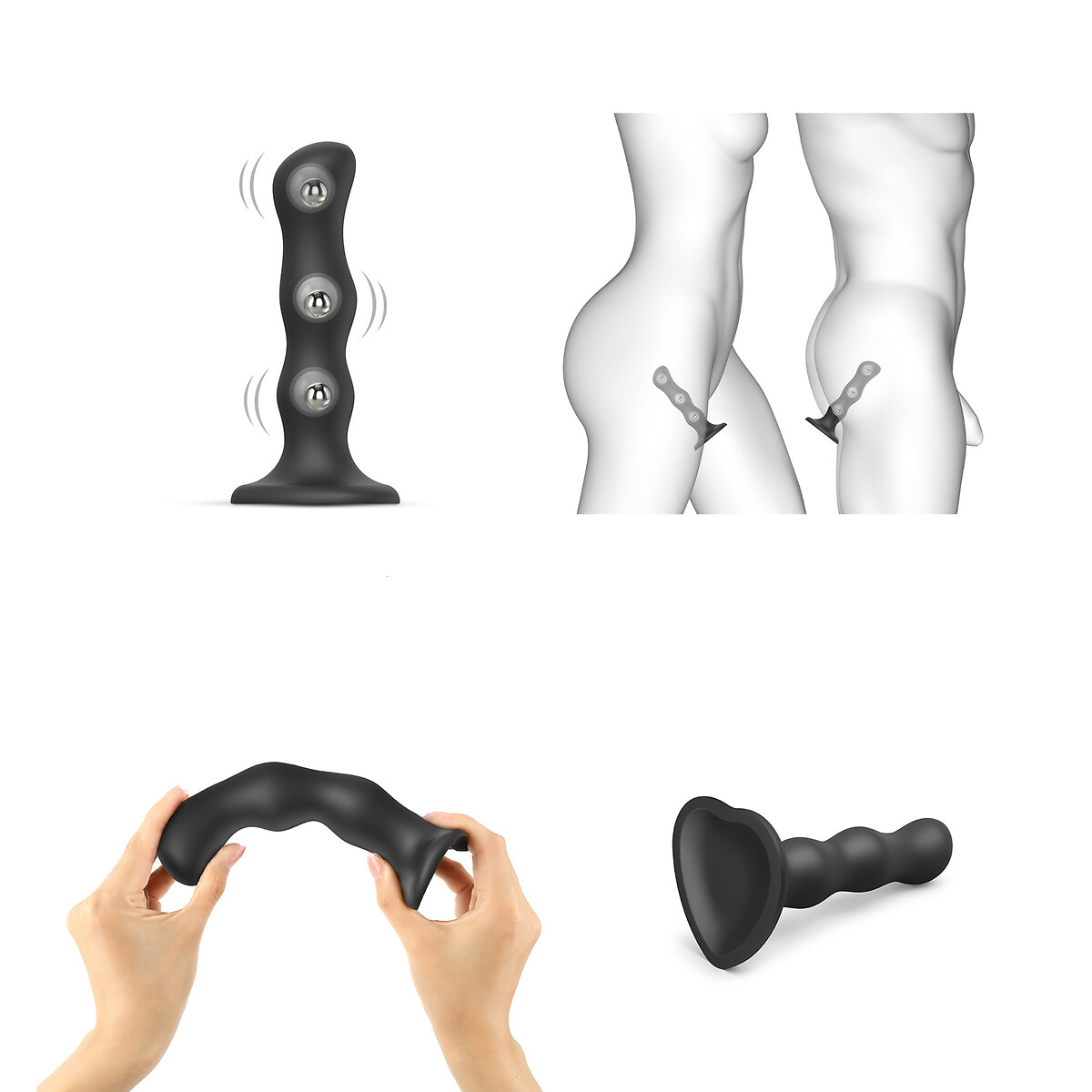 Dildo Geisha Balls XL noir, STRAP-ON-ME