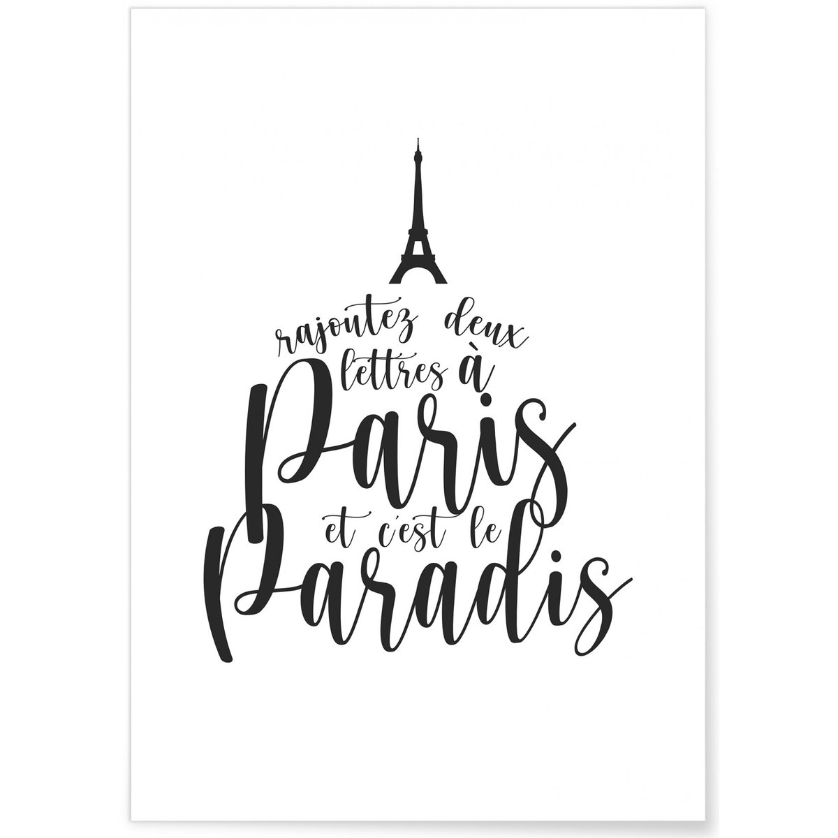 Affiche 'Paris c'est le paradis' blanc, L'AFFICHERIE