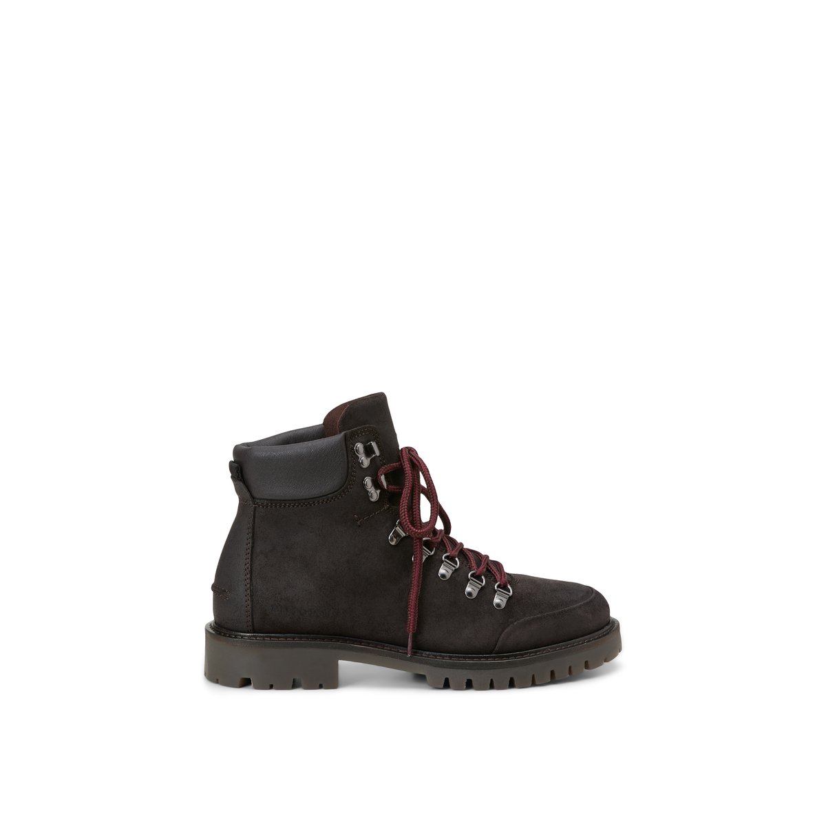 Bottes à lacets, modèle Armin en cuir velours souple marron foncé, MARC O'POLO