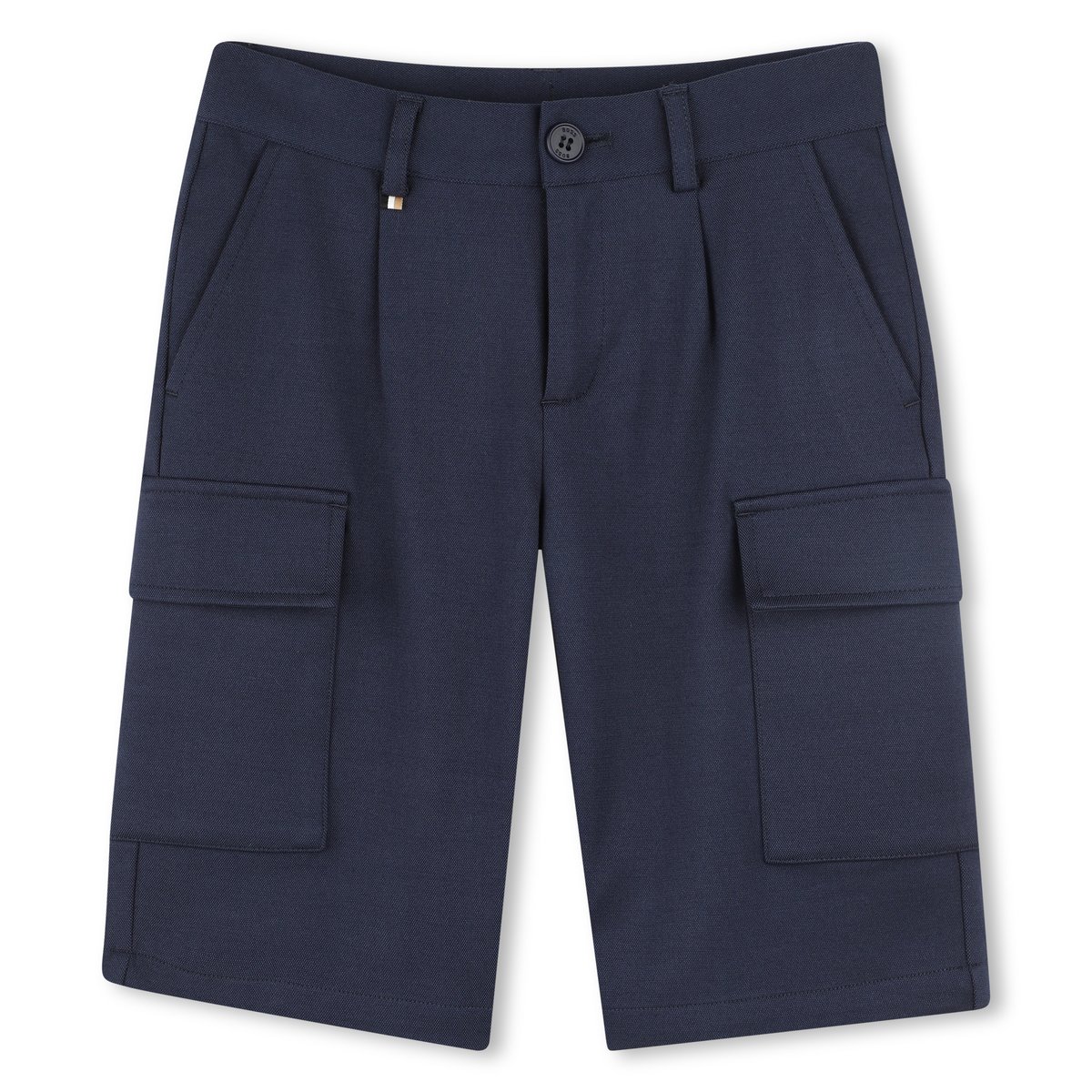 Bermuda tinta unita con tasche bleu cargo, BOSS KIDSWEAR