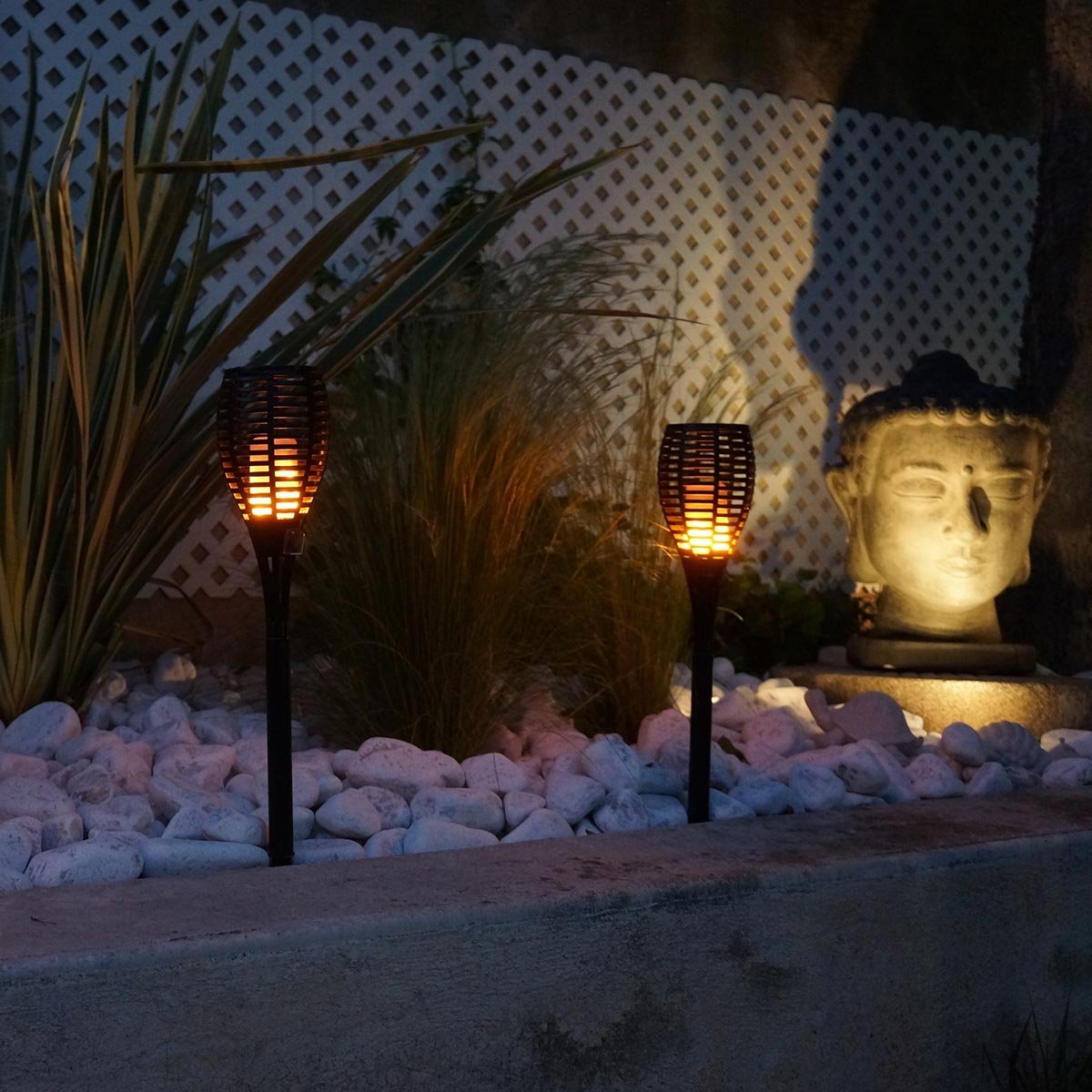 Lot de 2 torches effet flamme 2x MINI MAITY SUN noir, LUMISKY