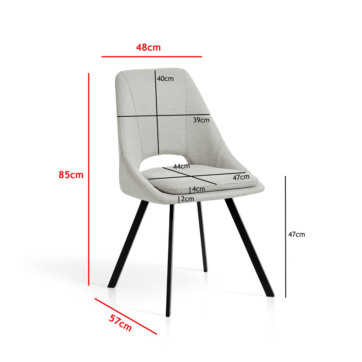 Lot de 2 chaises tissu et métal, TERRA beige, HISPANOHOGAR