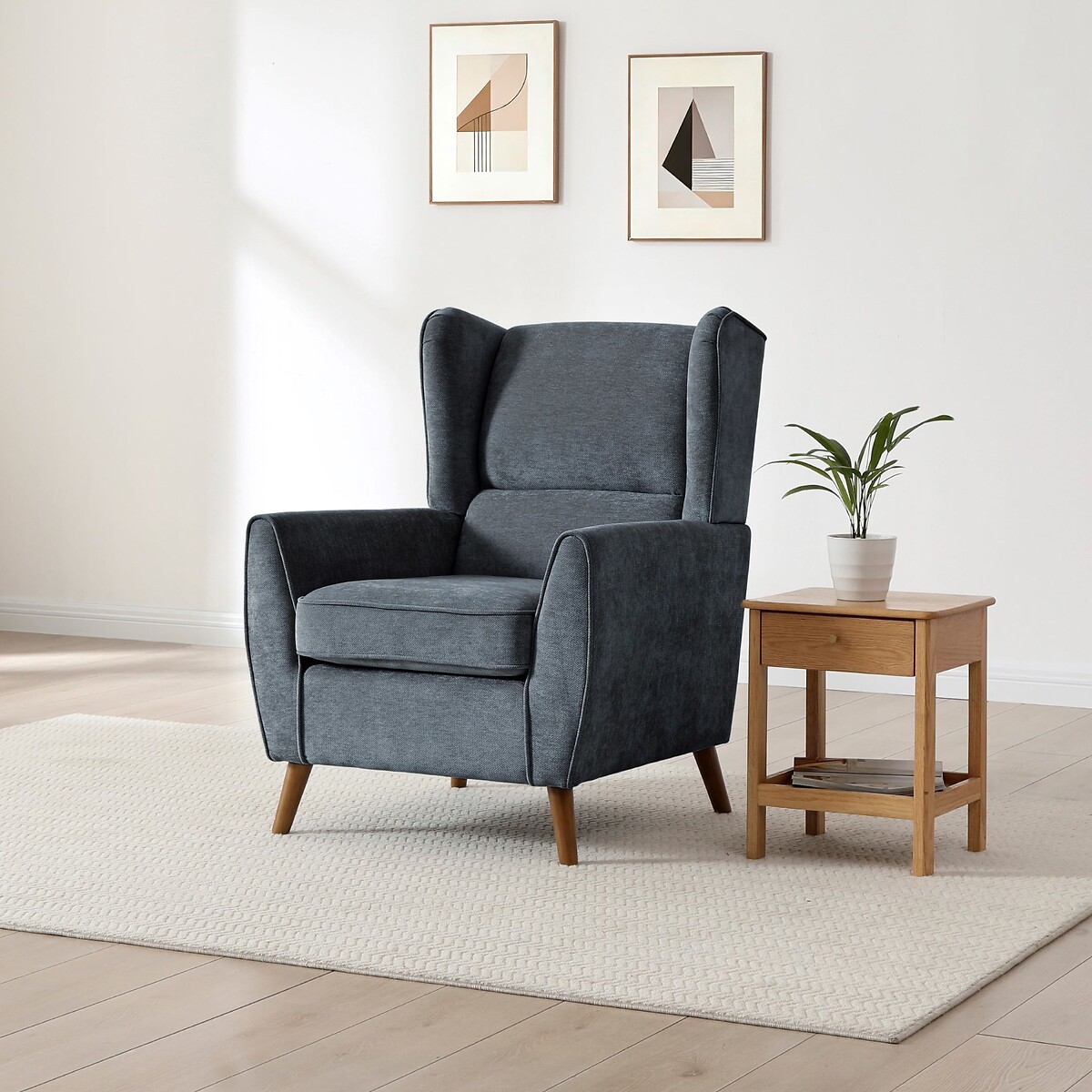 Liora Chenille Wingback Armchair denim, ÉDITÉ