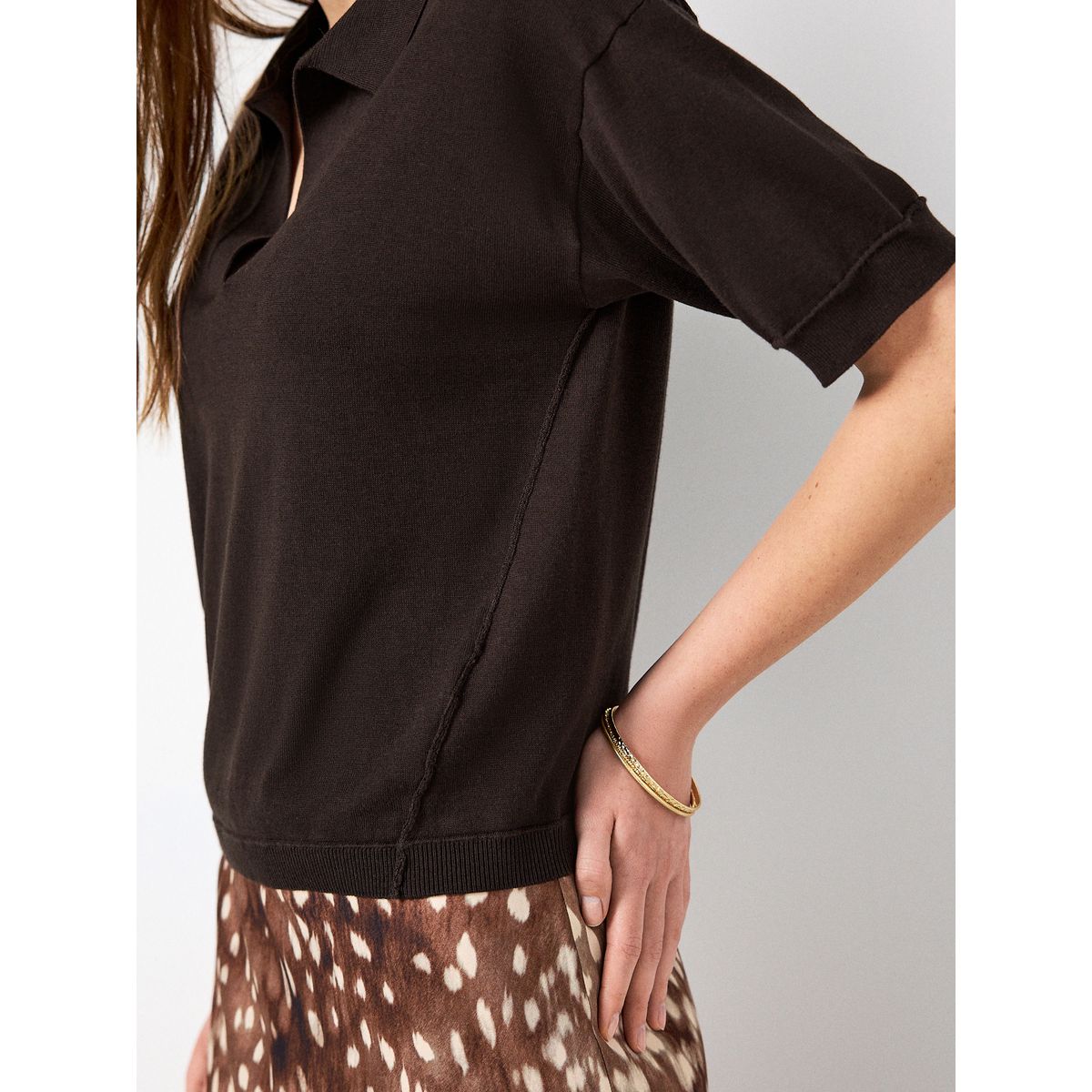 Polo doux en maille de coton majoritaire marron chocolat, NEXT