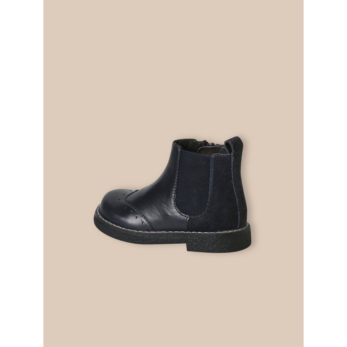 Boots Chelsea en cuir marine, CYRILLUS