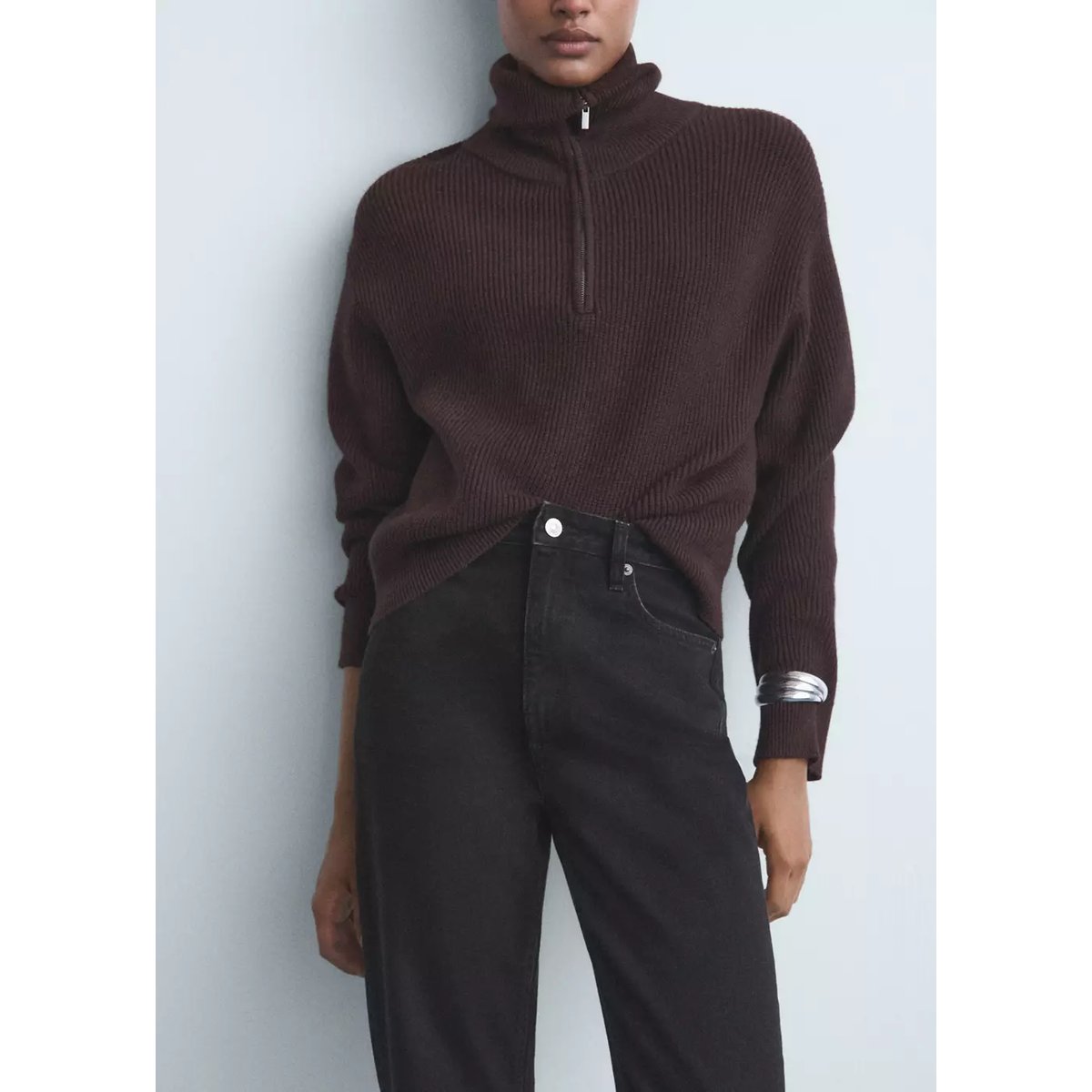 Jean Mom2000 mom taille haute black denim, MANGO