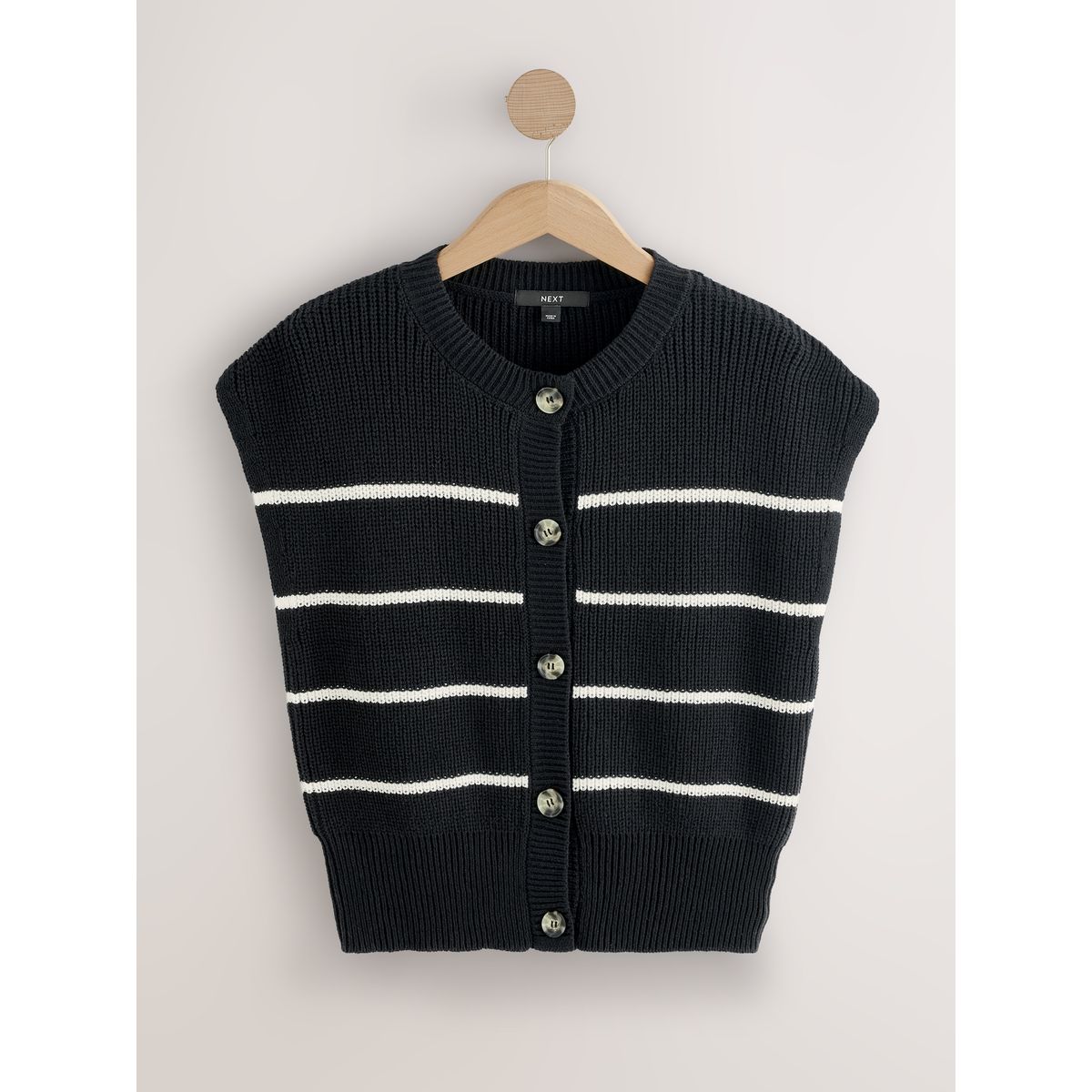 Débardeur en maille à boutons modèle rayé noir, NEXT