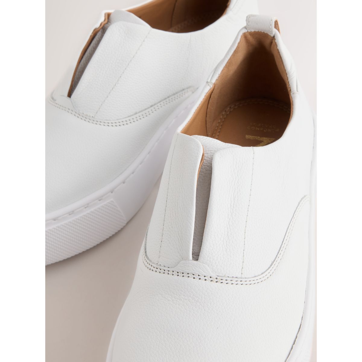 Baskets compensées en cuir à plateforme blanc, NEXT