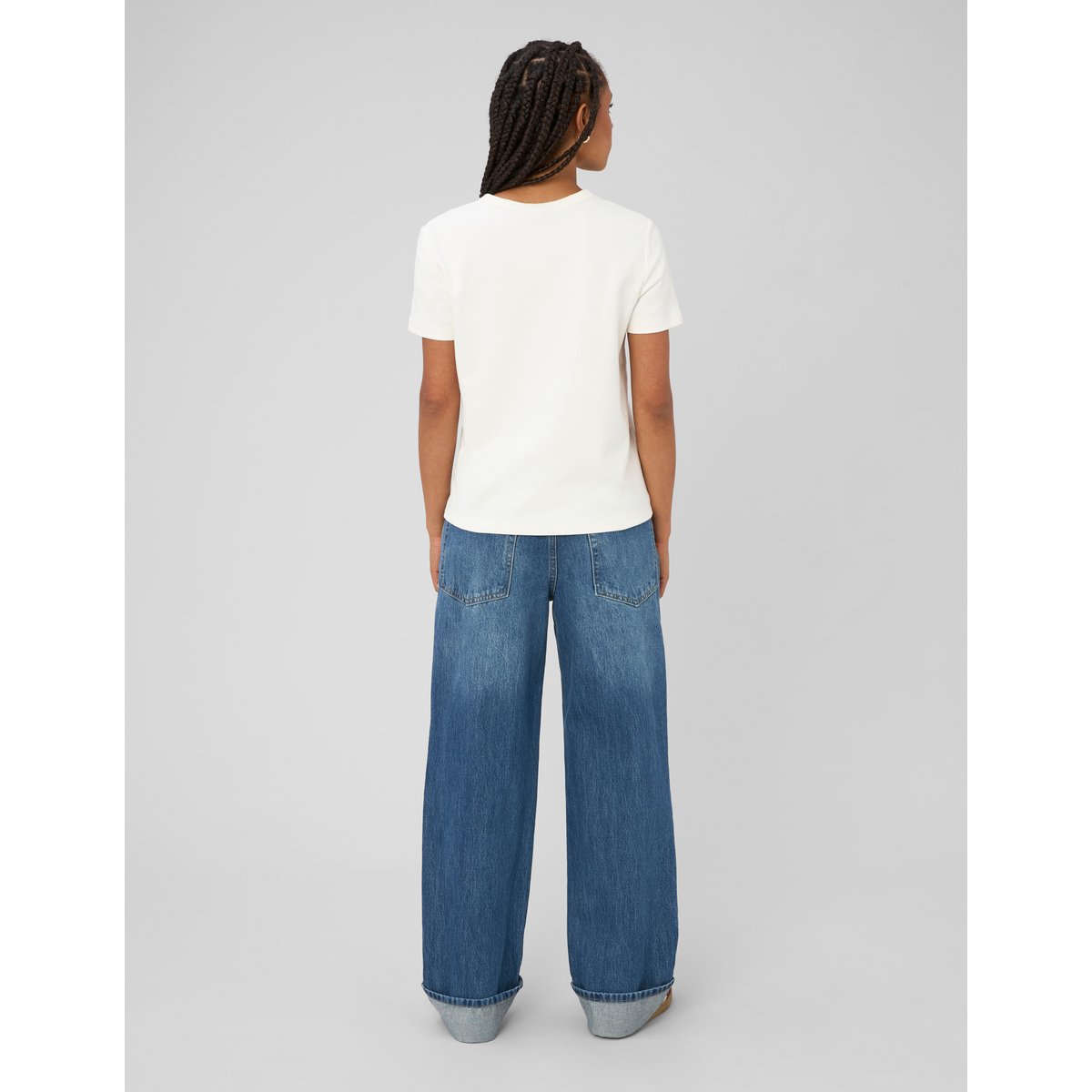 Jean baggy à revers bleu moyen, BZB
