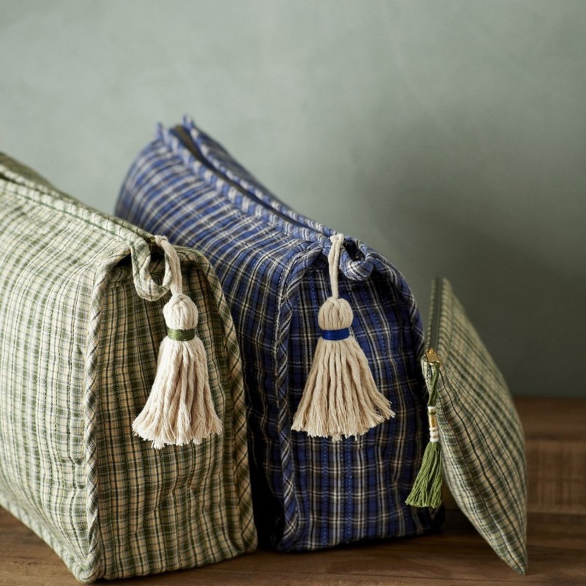 Pochette tissu matelassé imprimé vert, MADAM STOLTZ