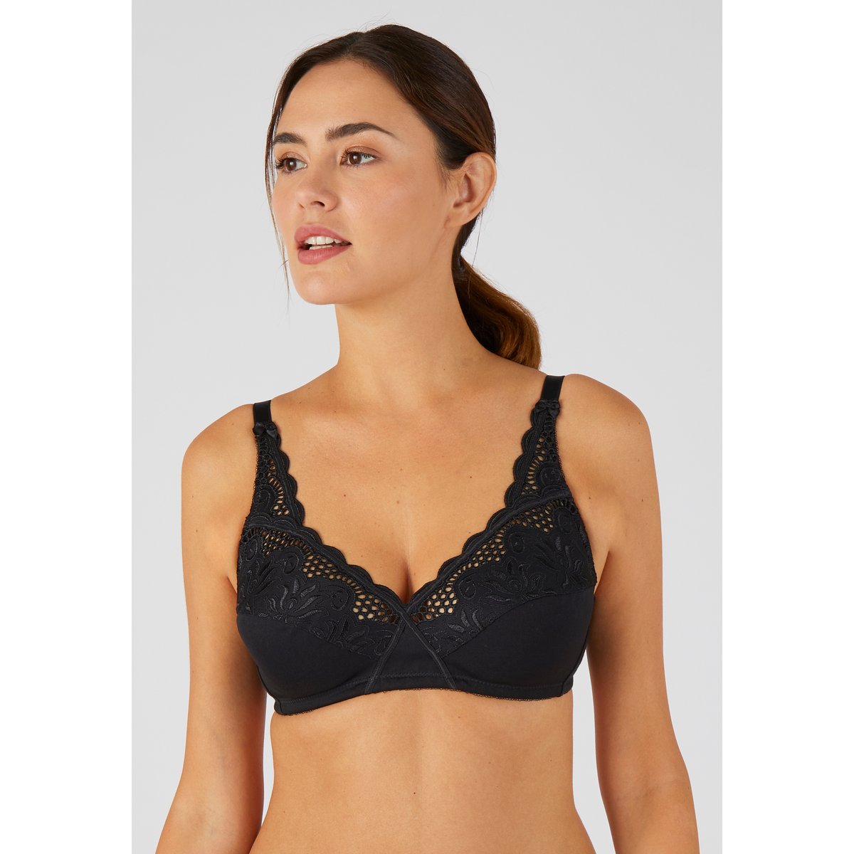 Soutien-gorge croisé sans armatures noir, DAMART