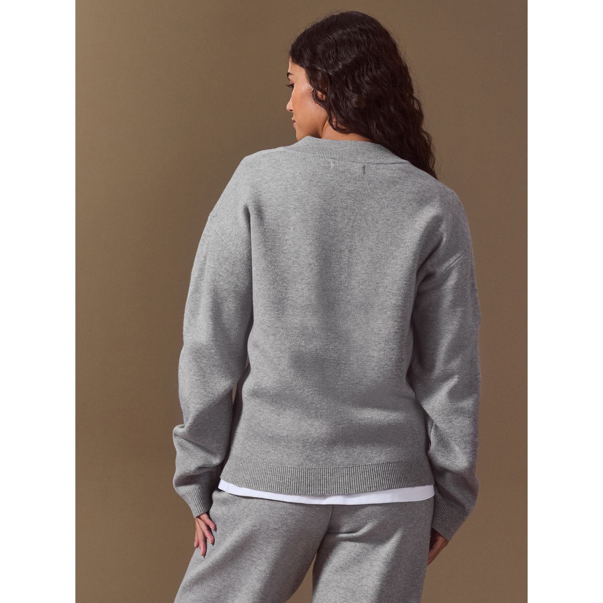 Haut maille à manches longues et col boutonné gris, NEXT