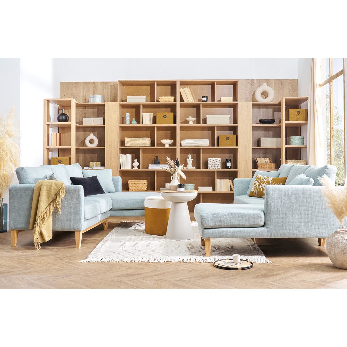 Bibliothèque étagère d'angle finition bois clair chêne L95 cm MUSSO chêne clair, MILIBOO