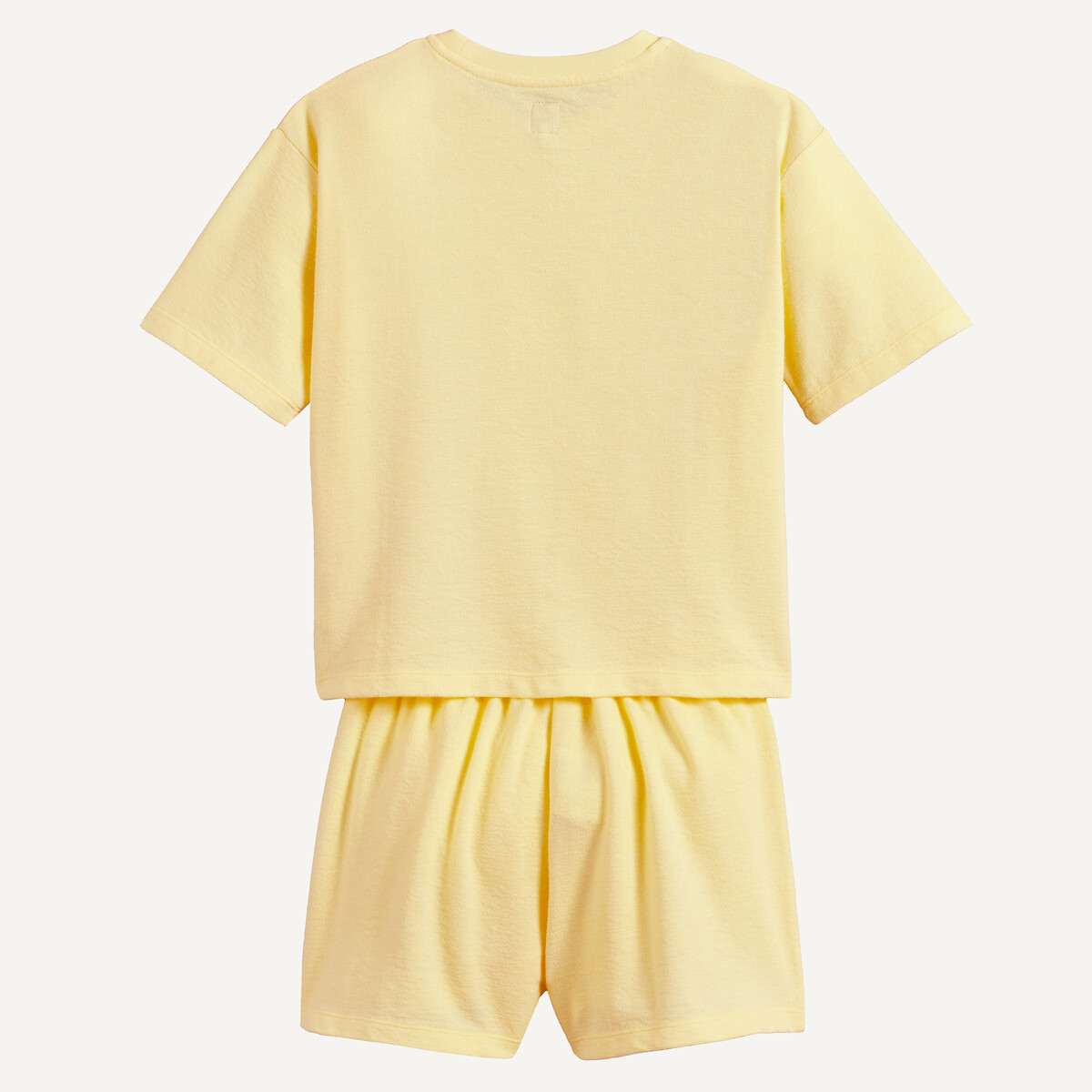 Cotton Textured Knit Short Pyjamas yellow, LA REDOUTE COLLECTIONS