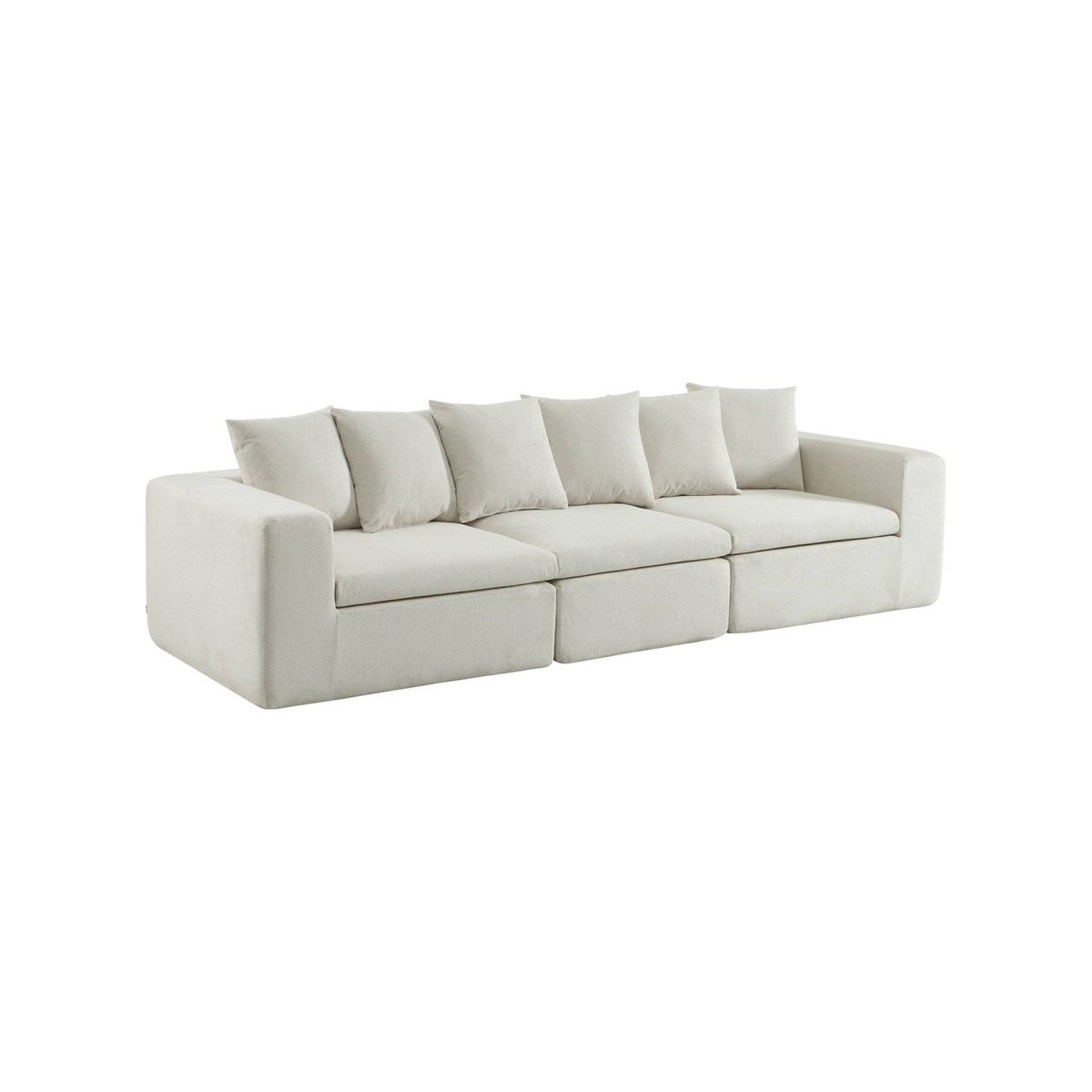 Canapé compressé modulable tissu chenille 4 places MOVI blanc, SWEEEK