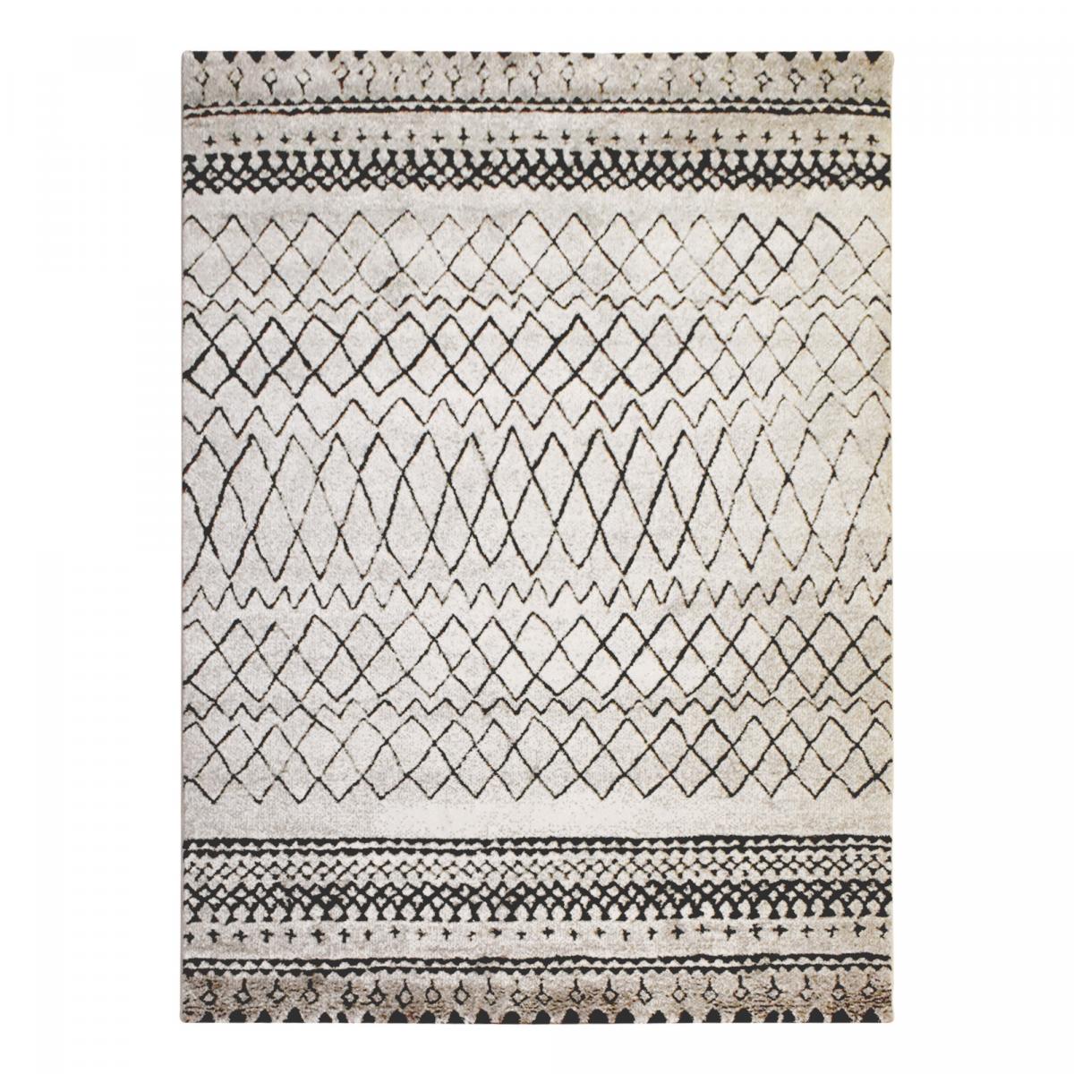 Tapis berbère tissé motifs tribaux LYN8 MABAL beige, noir, UN AMOUR DE TAPIS