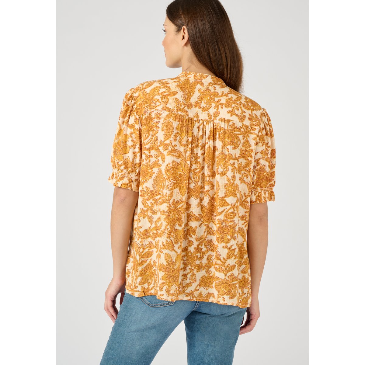 Chemisier viscose reliéfée jaune feuillage, DAMART