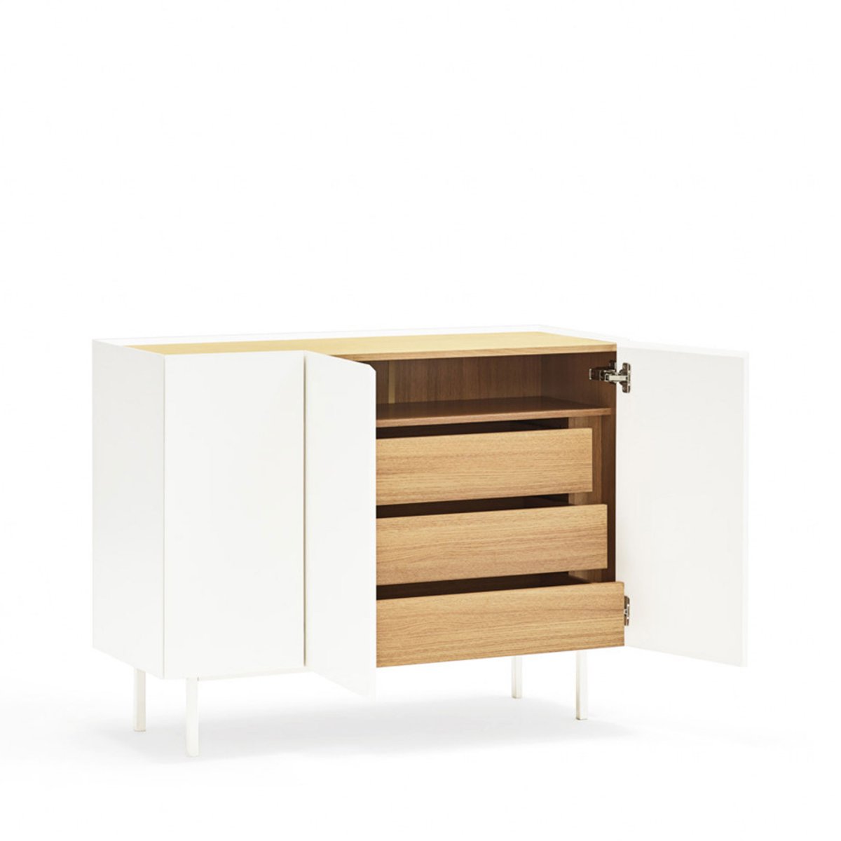 Buffet en bois 3 portes 3 tiroirs L110cm- ARISTA blanc, TEULAT