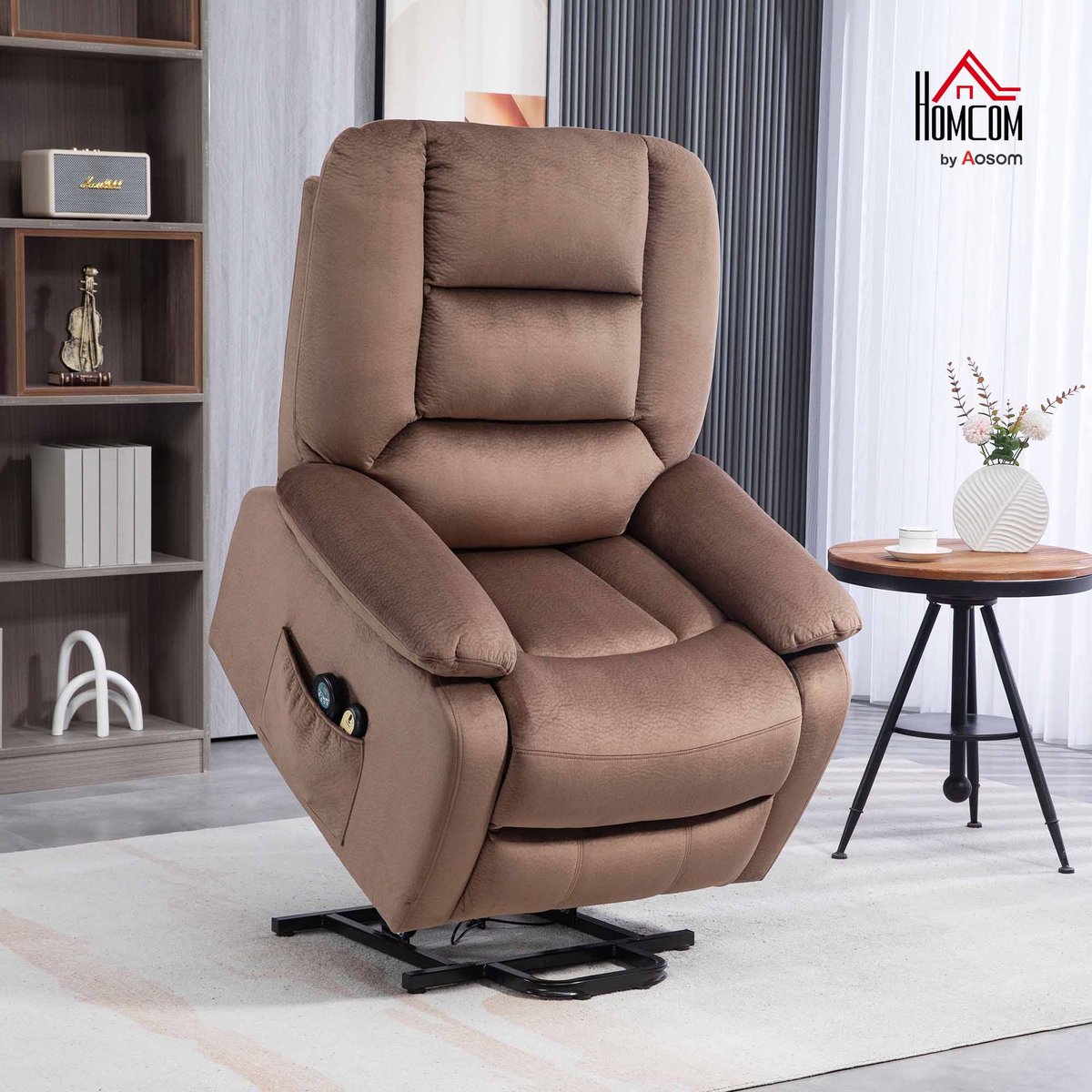 Fauteuil releveur multifonctionnel Polyester marron, HOMCOM