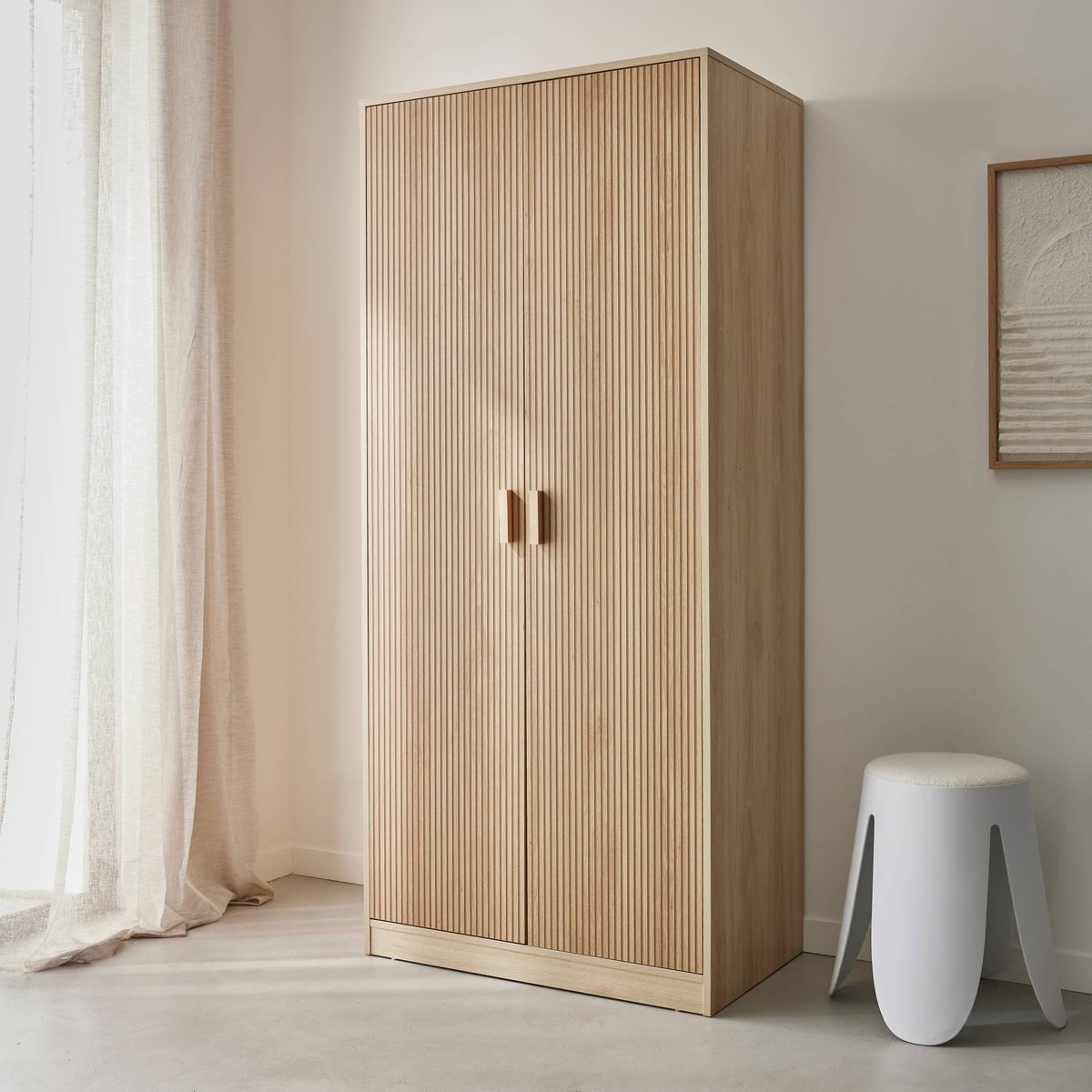 Armoire dressing décor bois 1 penderie 2 portes LINEAR naturel, SWEEEK