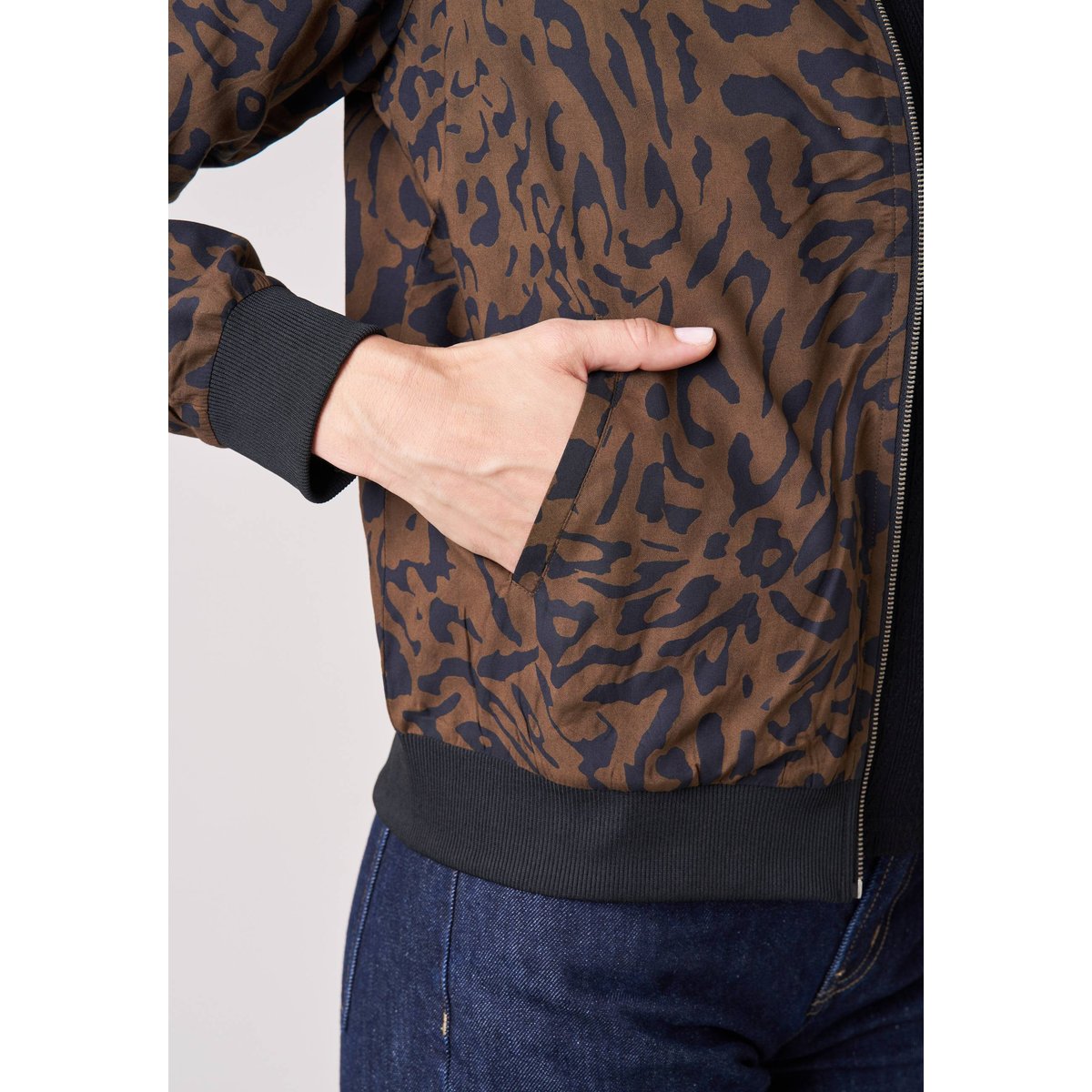 Veste bomber femme imprimé léopard MASHA brown, DEELUXE