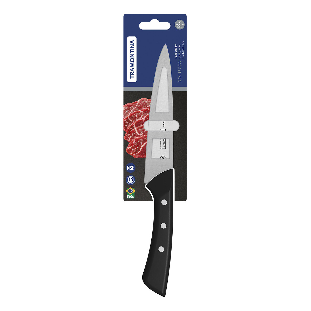 Faca Utility Solutta 6", Tramontina preto , TRAMONTINA