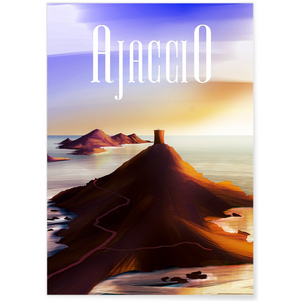 Affiche ville Ajaccio blanc, L'AFFICHERIE