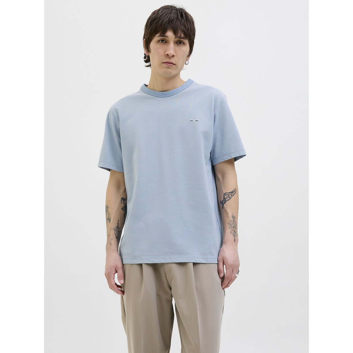 T-shirt col rond manches courtes bleu clair, JACK & JONES