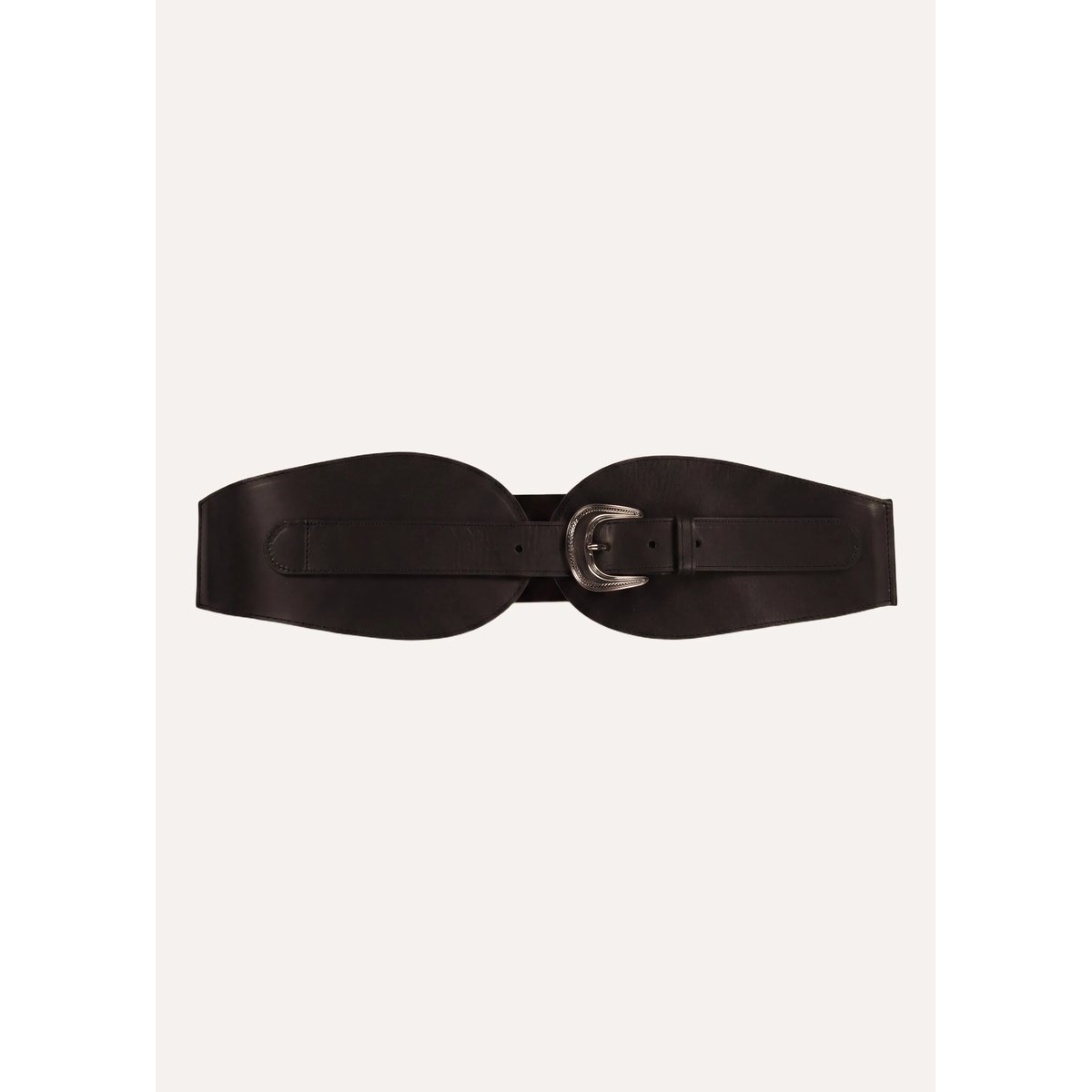 Ceinture large élastiquée en cuir noir, LA FEE MARABOUTEE