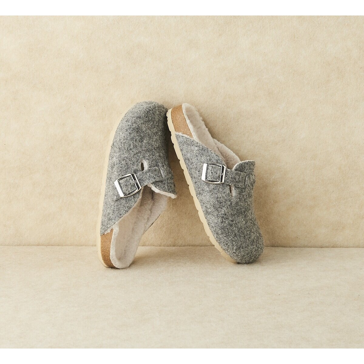 Mules-sabots fourrées thermolactyl gris, DAMART
