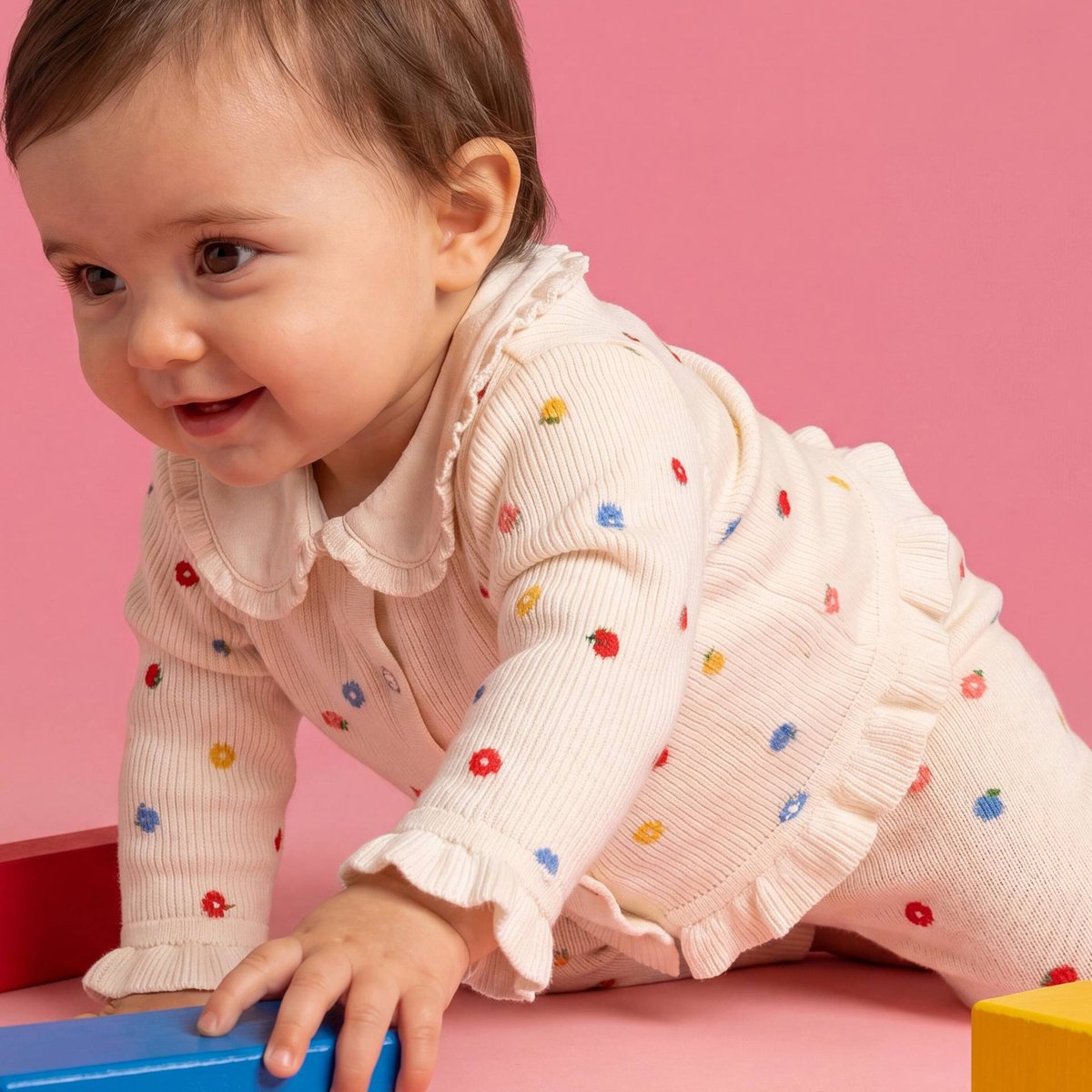 Ensemble tricot imprimé contenant de la laine ecru, BOUT'CHOU