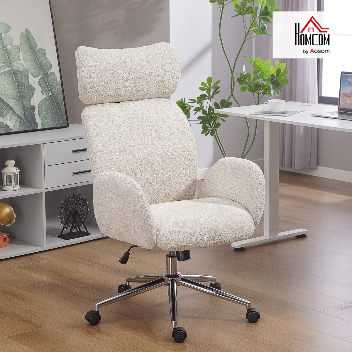 Chaise de bureau Polyester Gris clair gris clair, HOMCOM