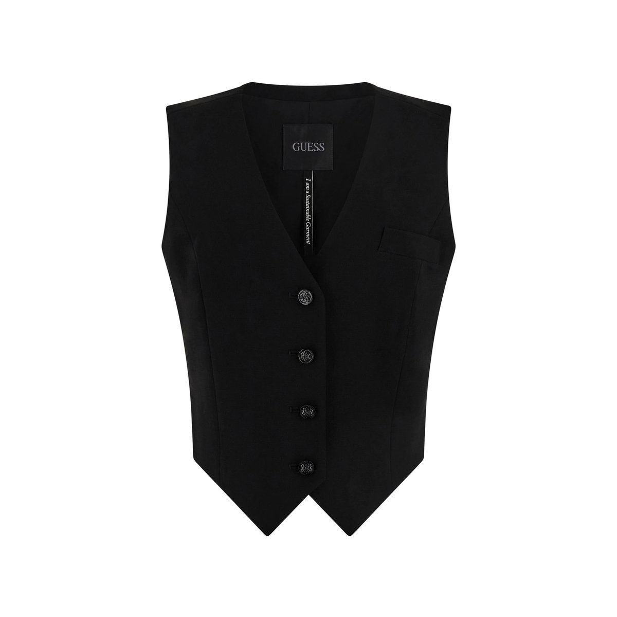 Gilet Ajusté Crépon noir, GUESS