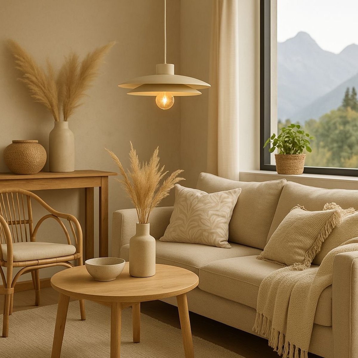 Suspension en métal design, D.26.5 beige, BOITE A DESIGN
