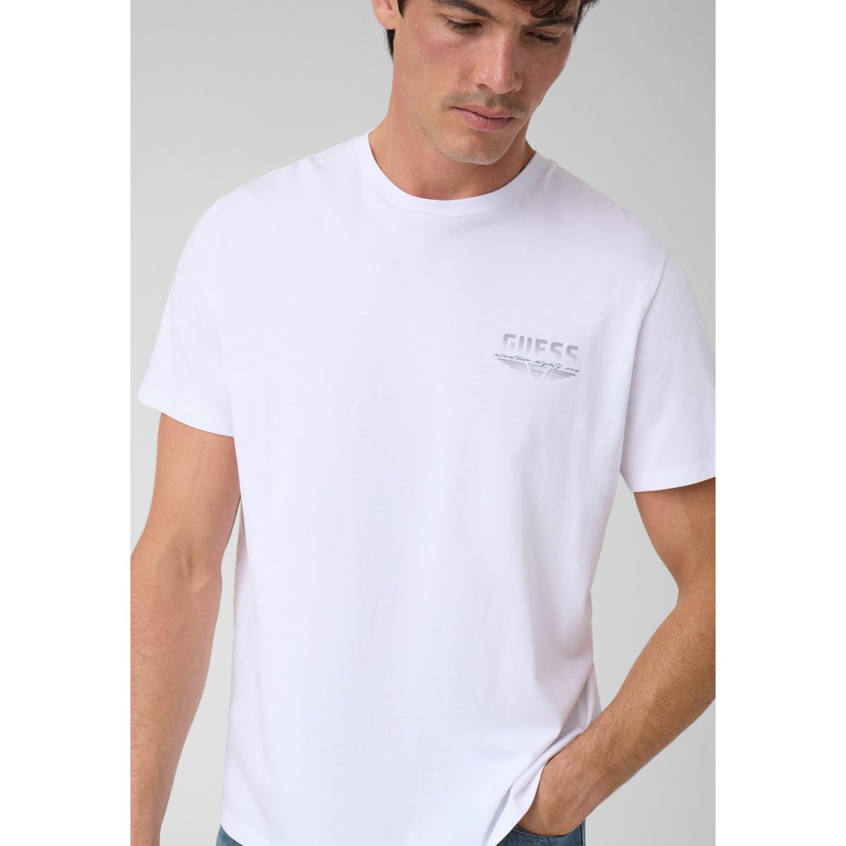 T-Shirt Avec Logo Imprimé blanc, GUESS