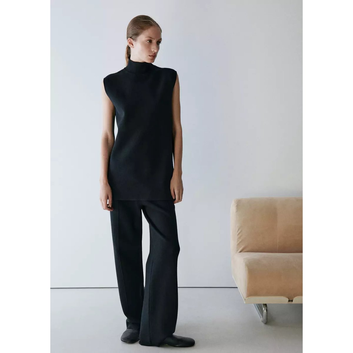 Pantalon pyjama maille Milano noir, MANGO