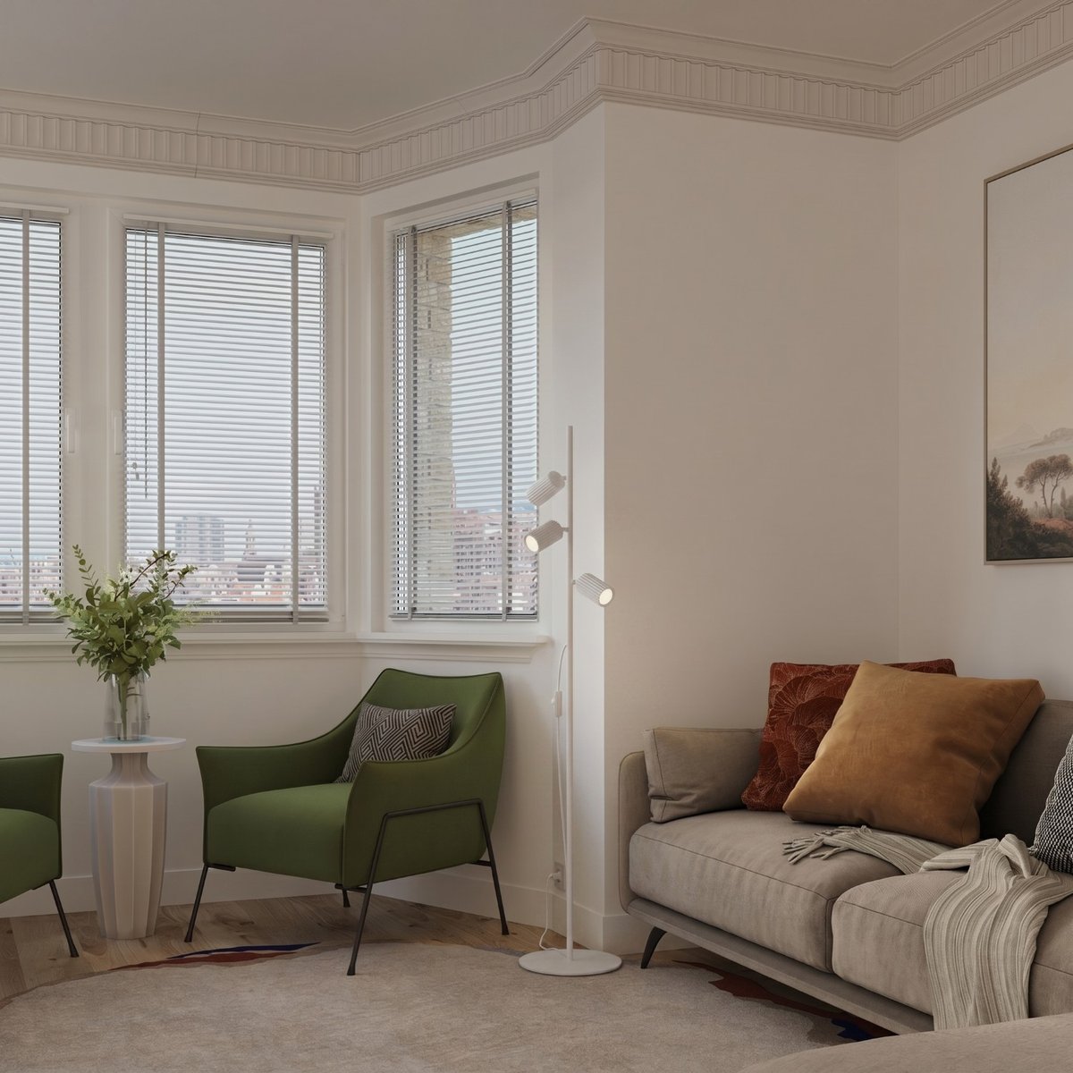 Lampadaire Aluminium Blanc GU10 3 KARBON blanc, EDEN