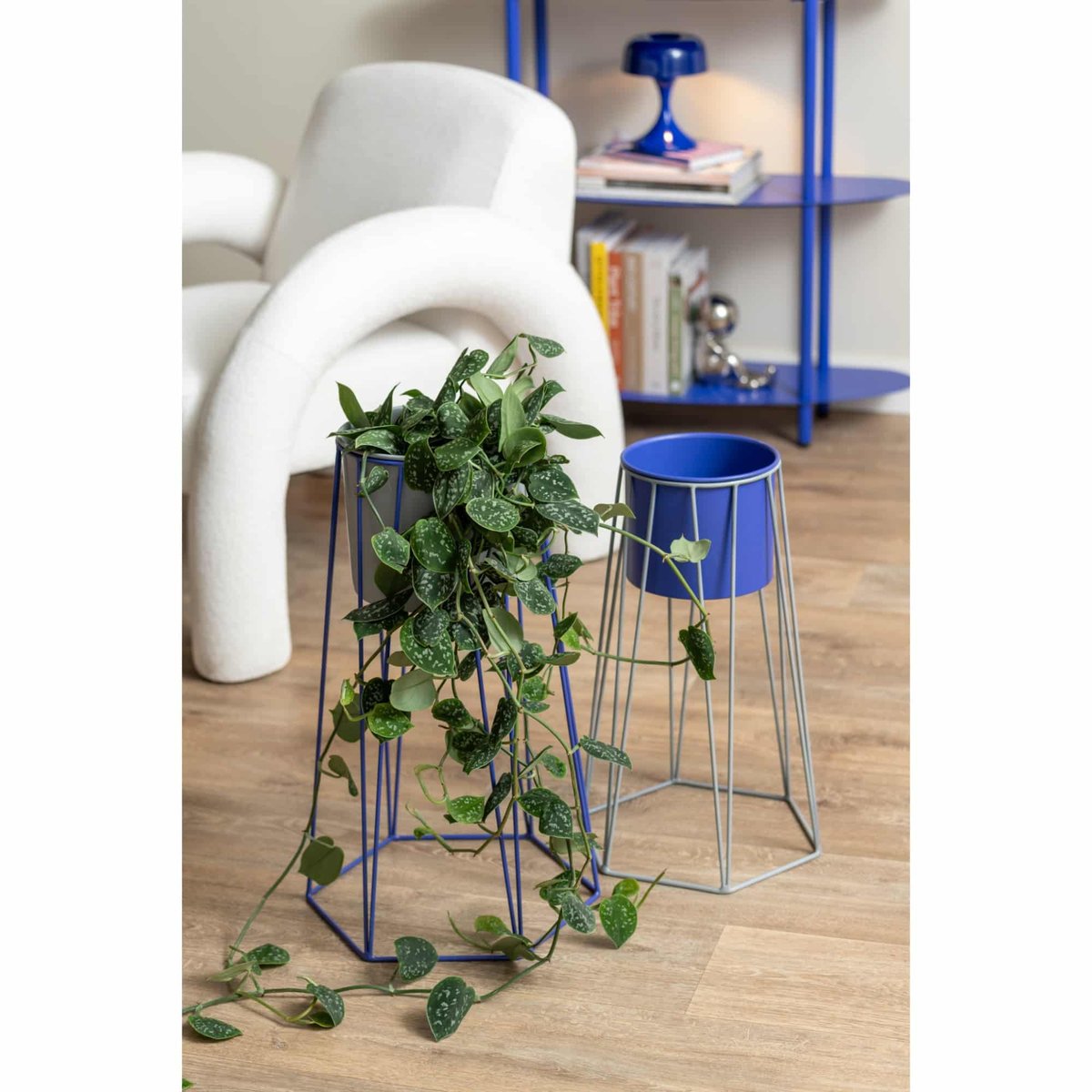Pot De Fleurs Métal COOL RETRO bleu, PRESENT TIME