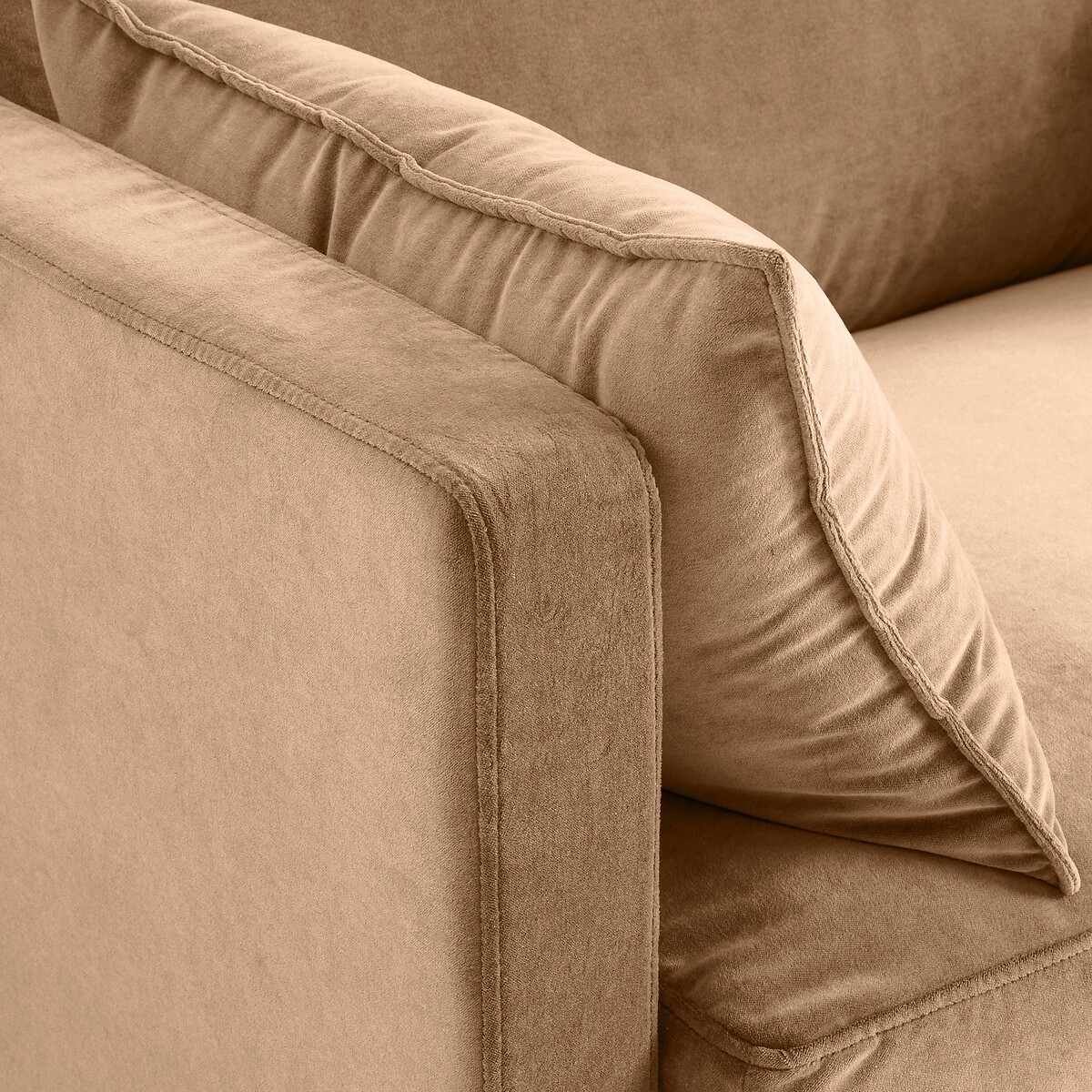 Canapé 2 places, convertible, en velours stonewashed, NEO KINKAJOU ficelle, AM.PM