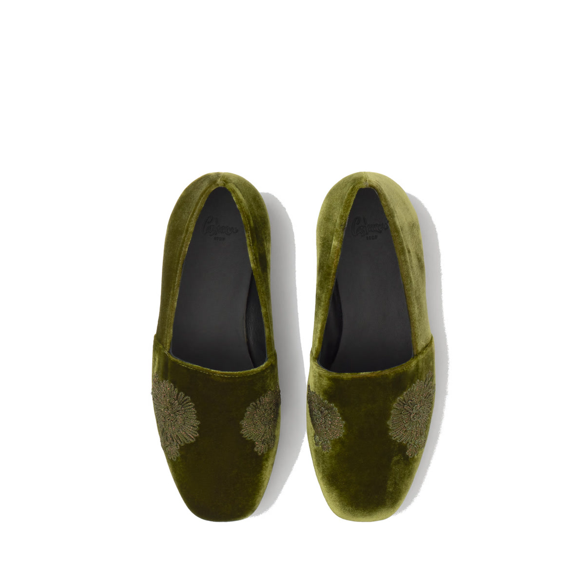 Slip on en velours brodé GISELE vert olive, CASTANER
