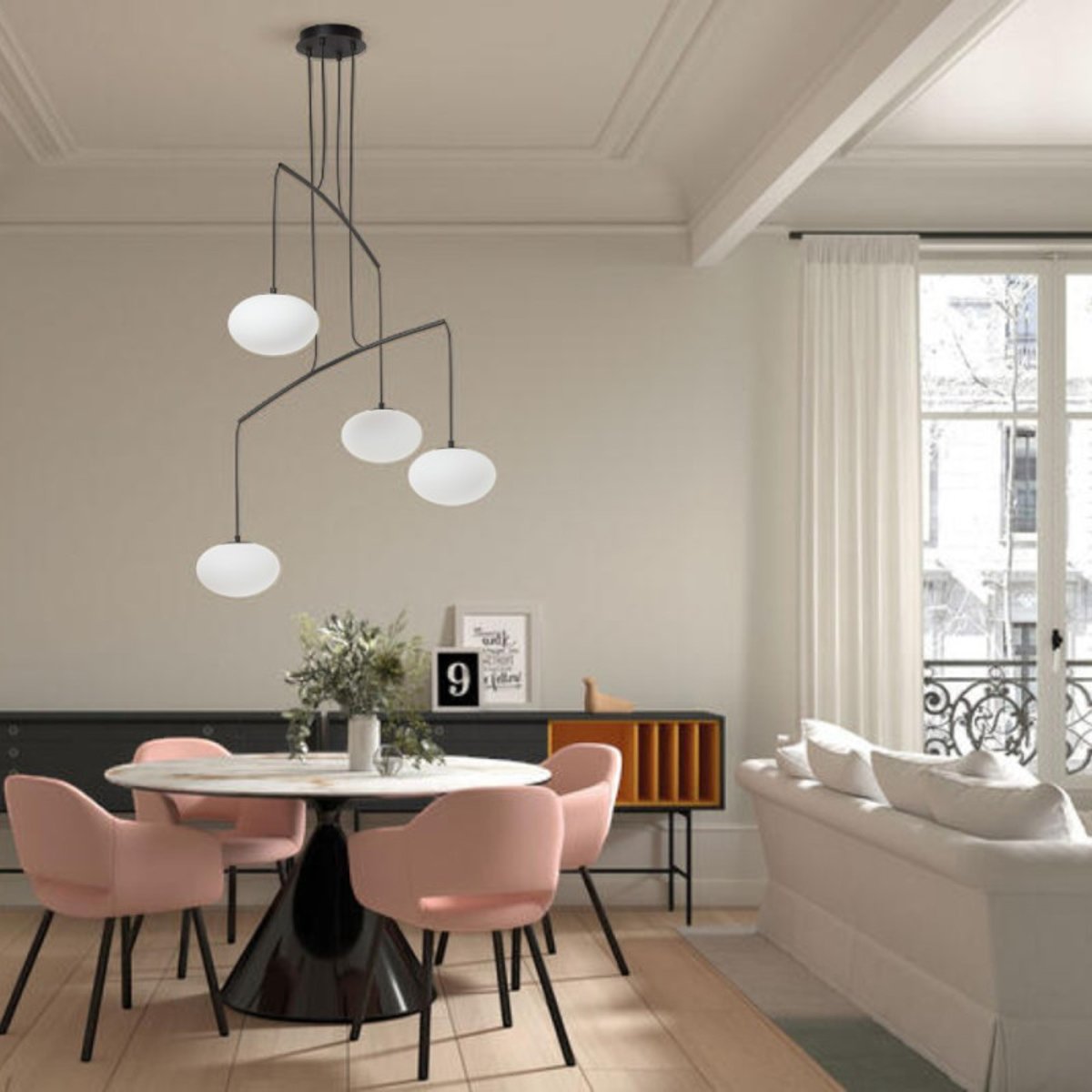 Grande lampe à suspension globe Press noir noir, MILLUMINE
