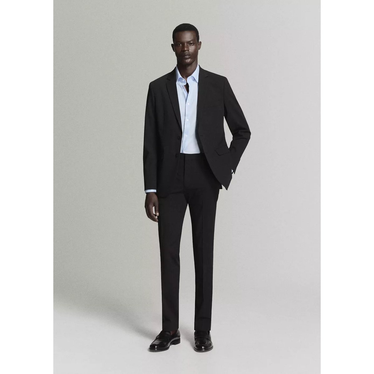 Chemise costume super slim fit coton stretch bleu ciel, MANGO MAN