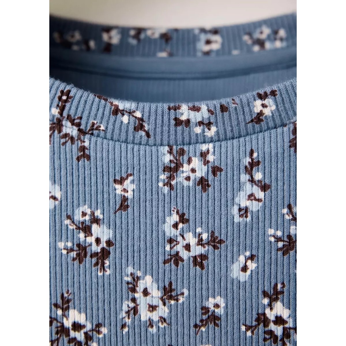 T-shirt côtelé fleurs bleu, MANGO KIDS