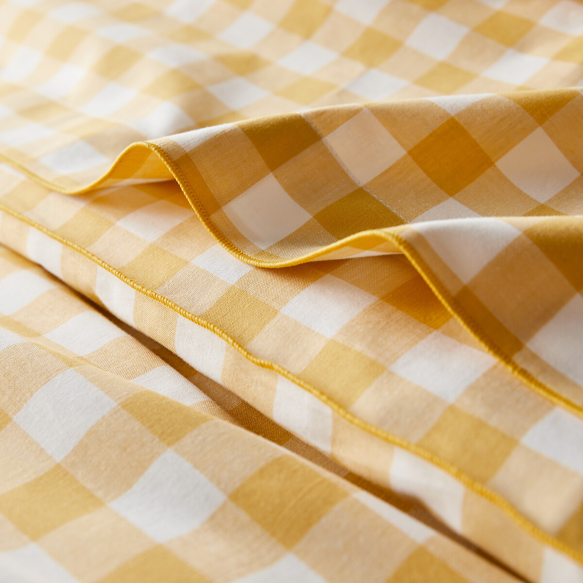 Veldi Yellow Cotton Duvet Cover yellow gingham, LA REDOUTE INTERIEURS