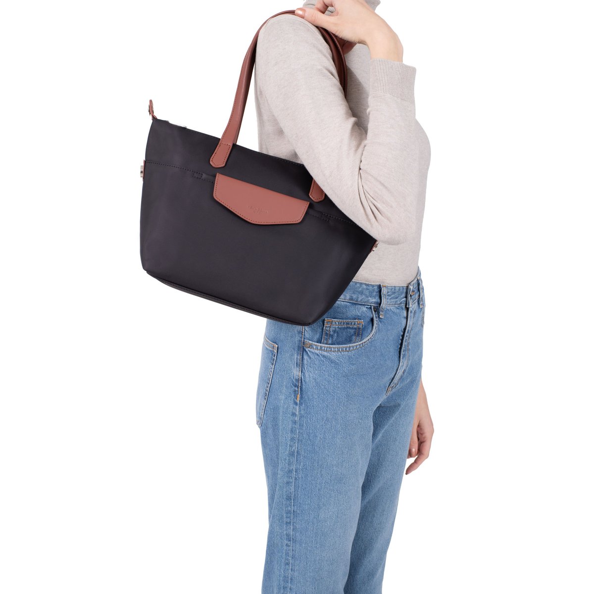 Sac cabas porté épaule  POP bleu marine, HEXAGONA