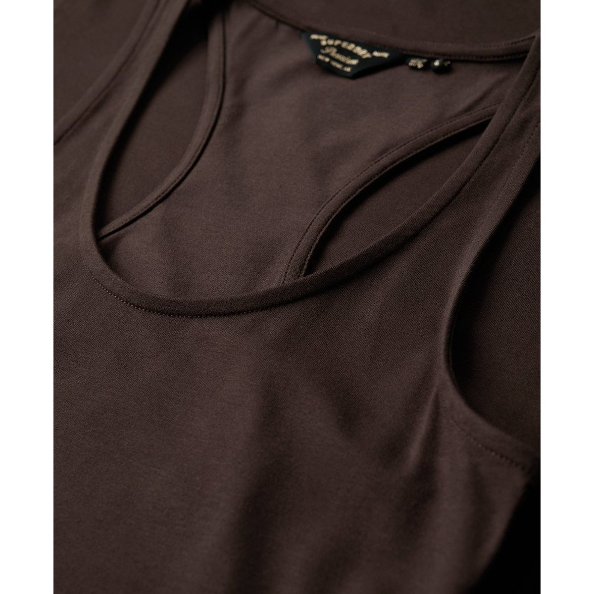 Robe mi-longue en jersey à encolure dégagée chêne marron foncé, SUPERDRY